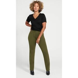 BETABRAND olive green classic 7 pocket dress yoga stretch straight pants